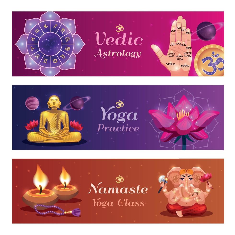 Vedic Astrology Banners vector