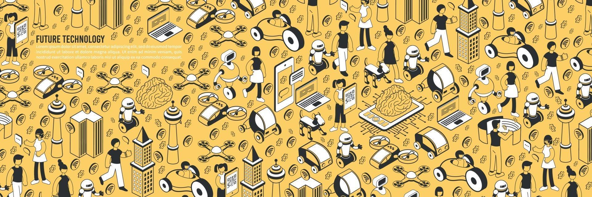 Future Tech Isometric Pattern vector