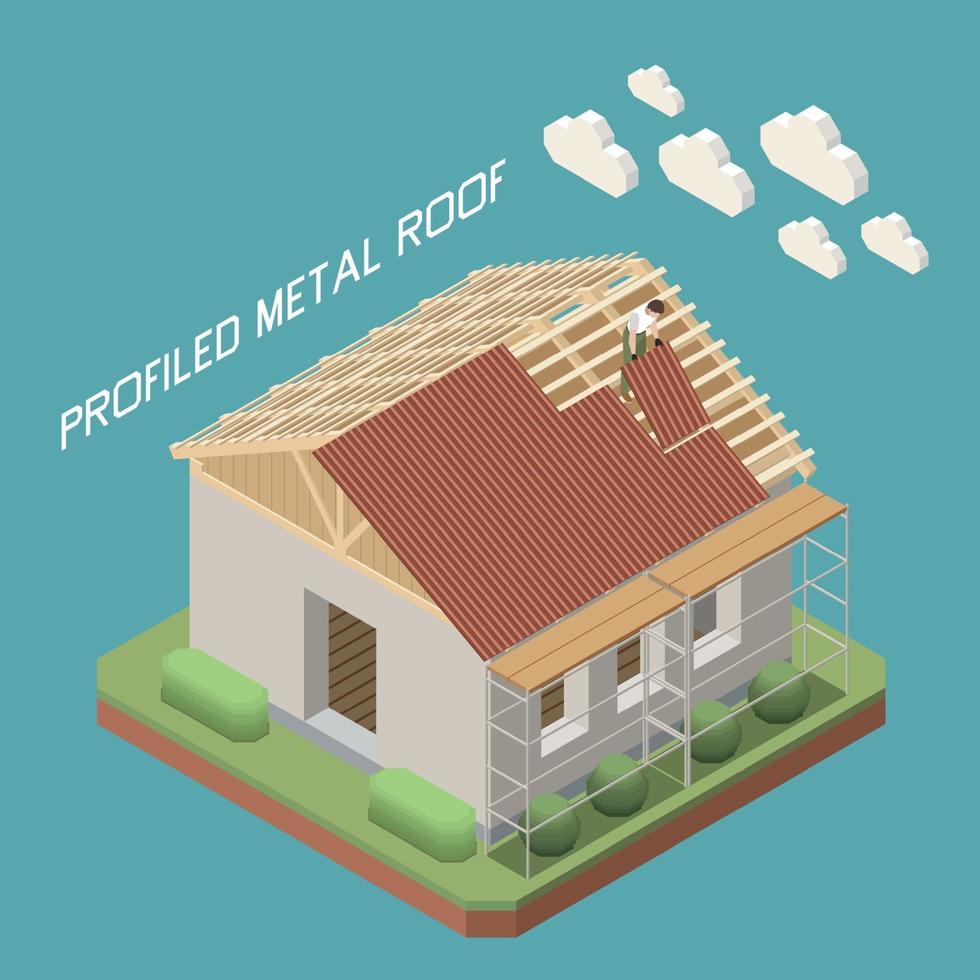 Roofer Isometric Composition vector
