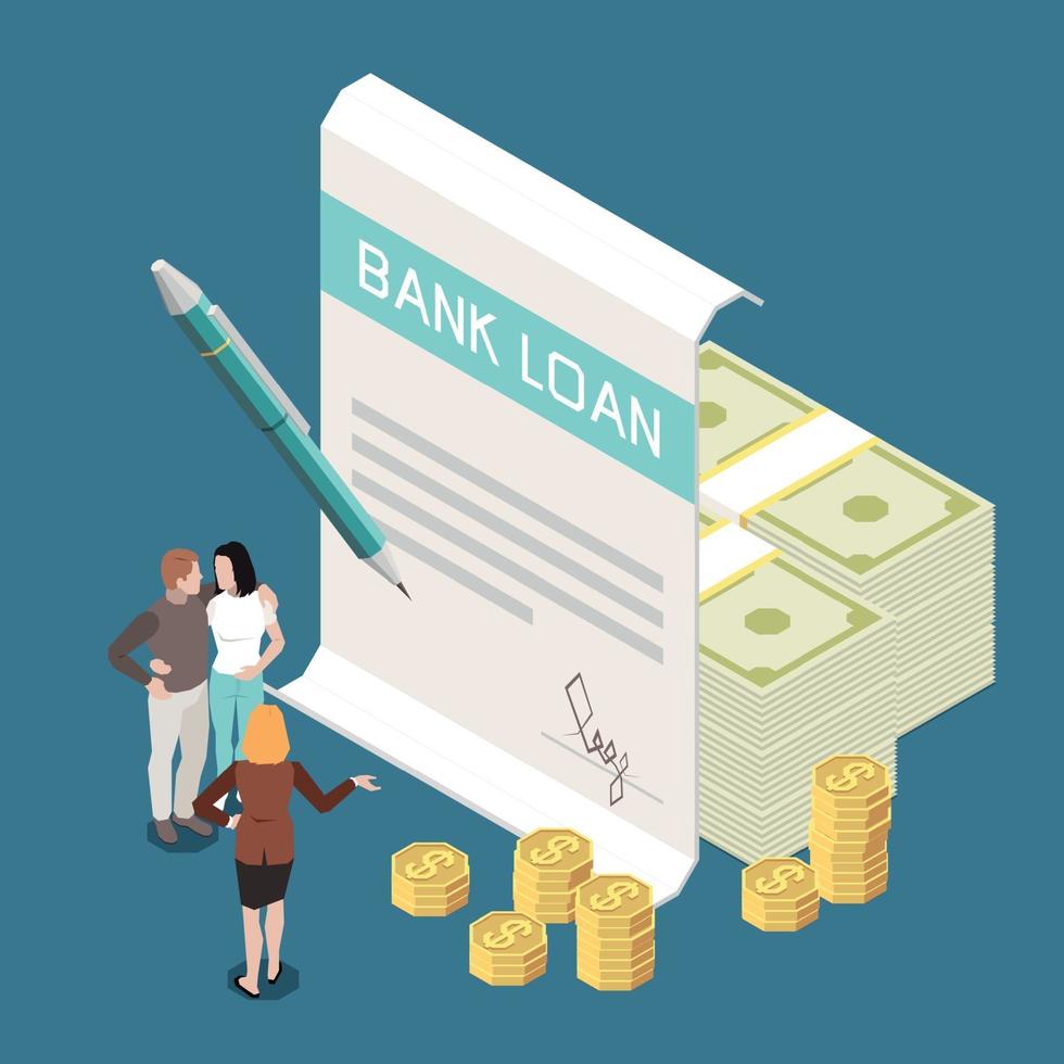 Bank Loan Isometric Composition vector