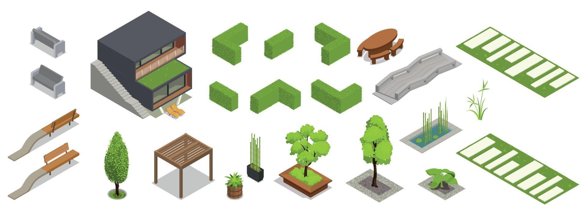 Landscape Design Elements Set vector