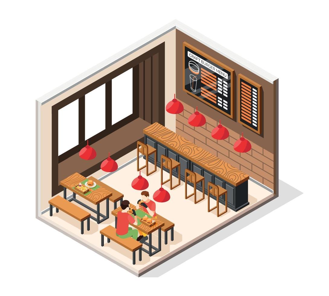 Burger House Interior Composition vector