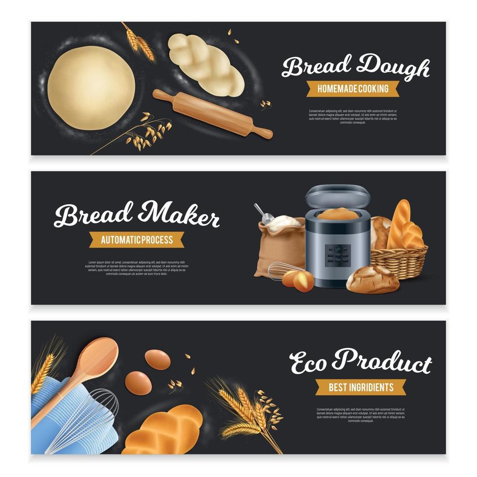Bread Horizontal Banners Set vector