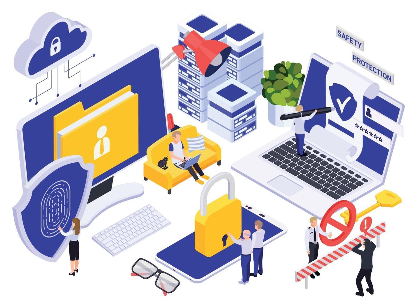 Cyber Security Isometric Icons vector