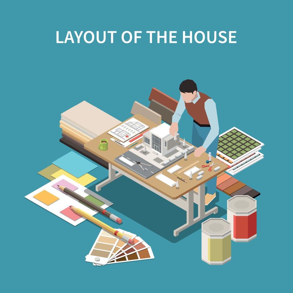 House Layout Isometric Composition vector