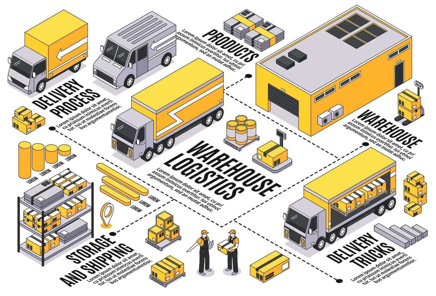 Isometric Logistics Flowchart Composition vector