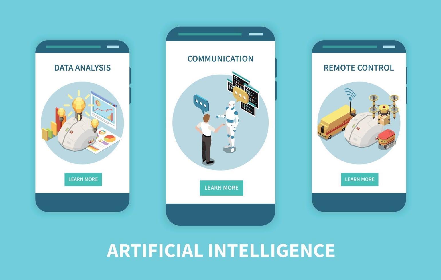 Banners verticales de inteligencia artificial. vector