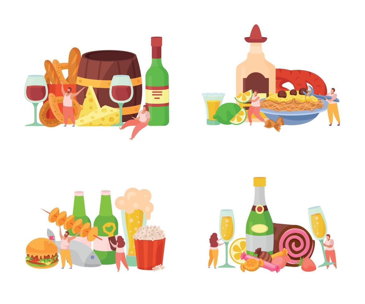 Alcoholic Cocktails Flat Concept vector