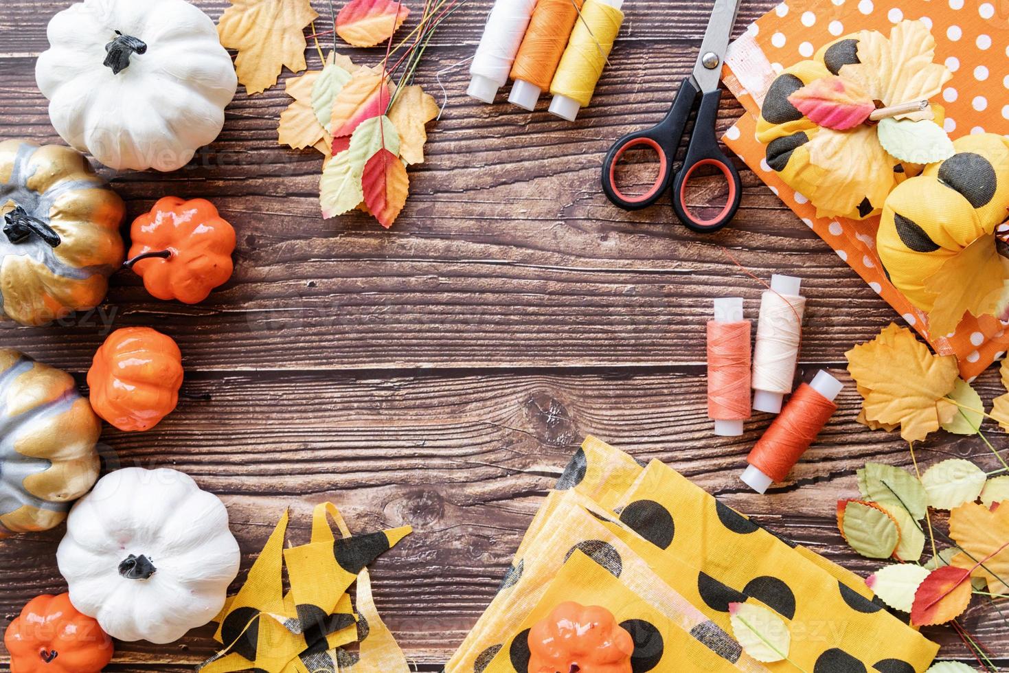 Making Halloween pumpkin craft photo