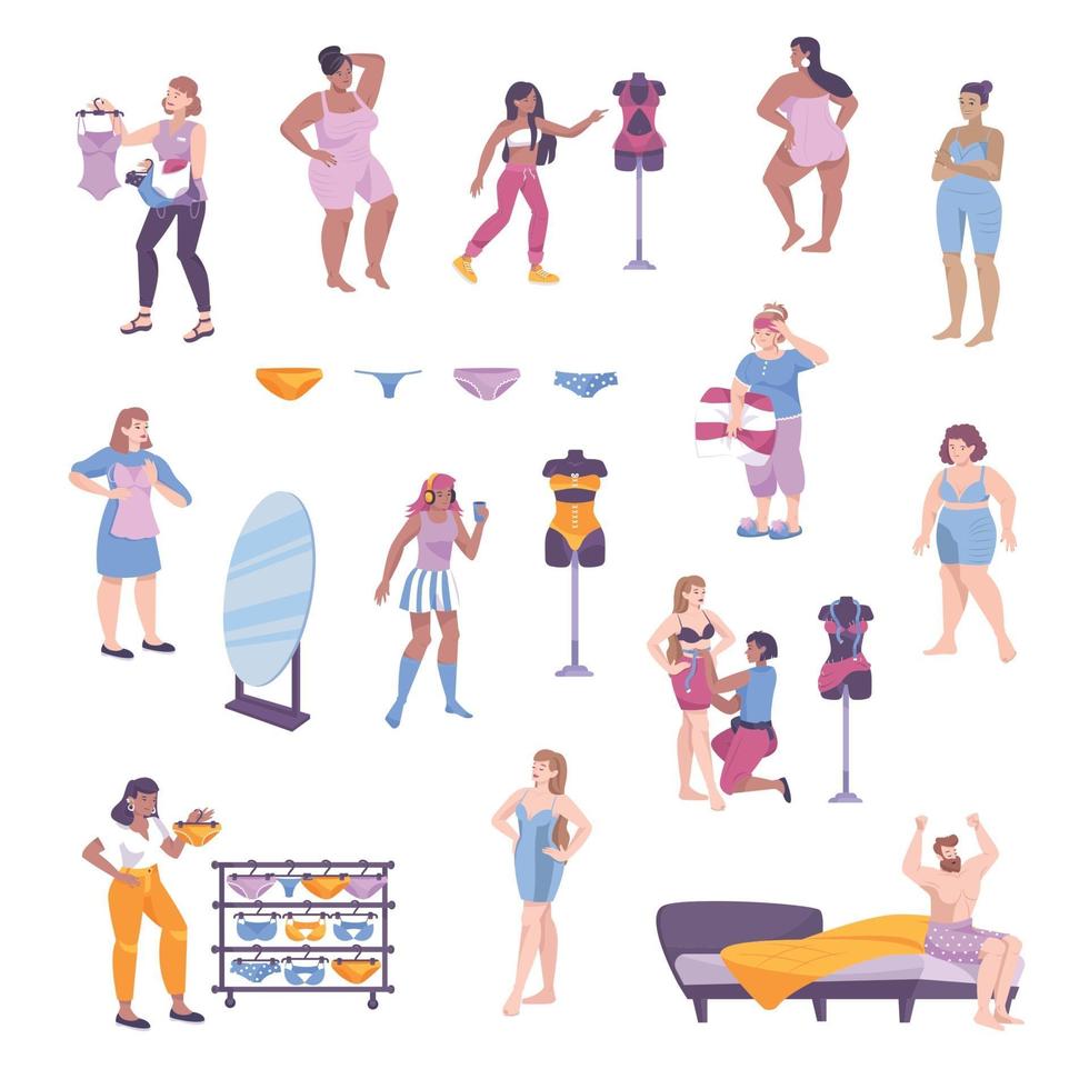 Flat Underwear Set Icon Set vector