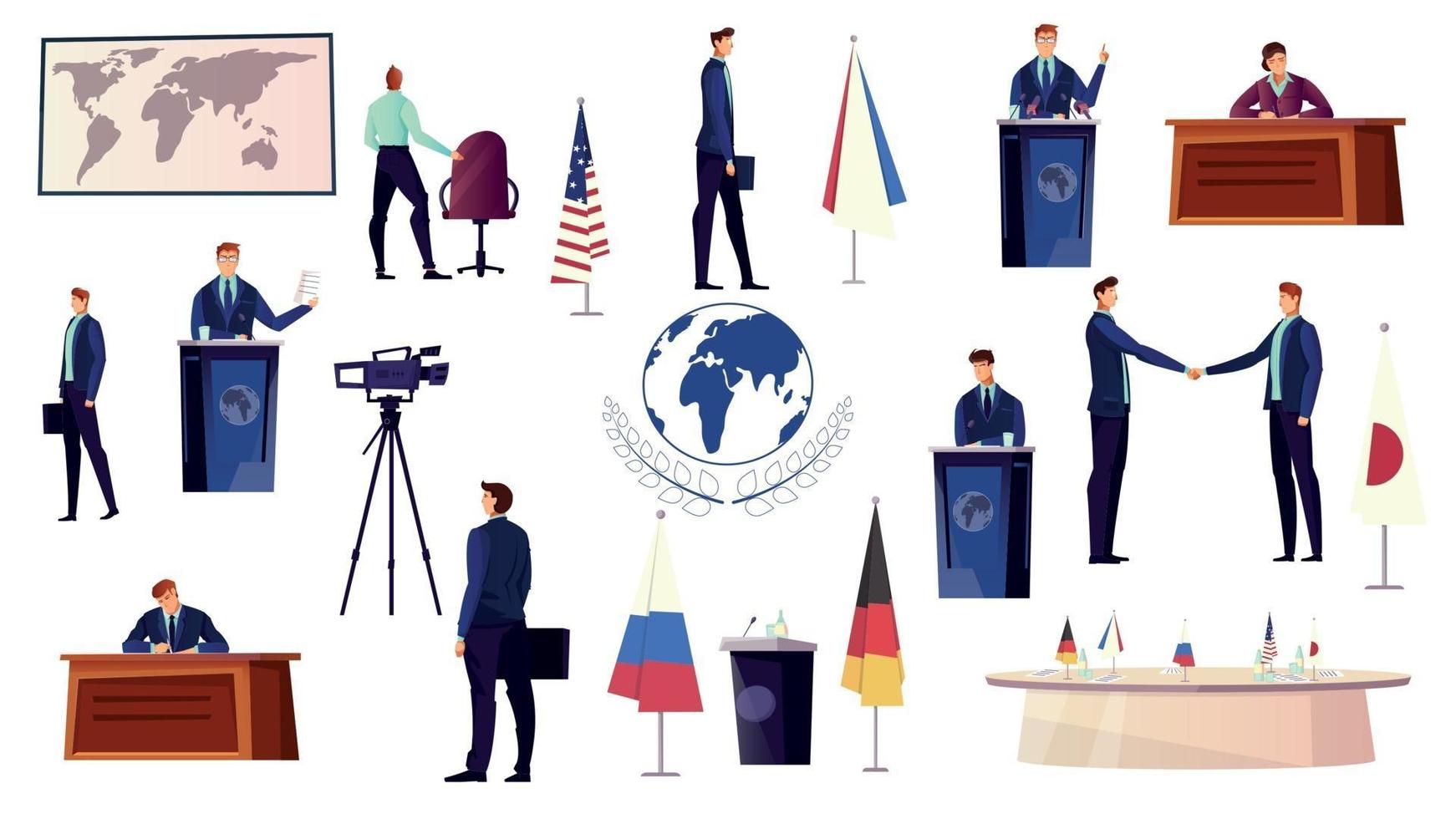 Diplomacy Icons Set vector