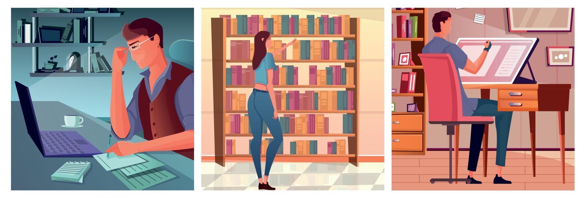 conjunto plano de libros vector