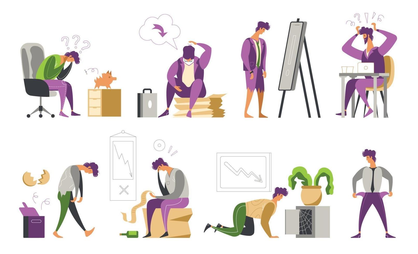 Loser Businessman Set vector