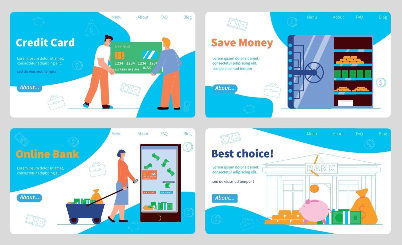 Flat Bank Banner Set vector