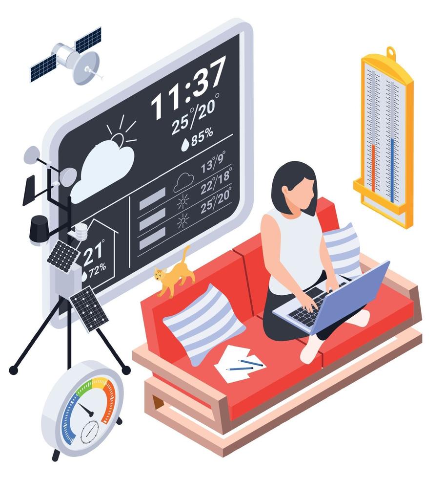 Weather Check Isometric Composition vector
