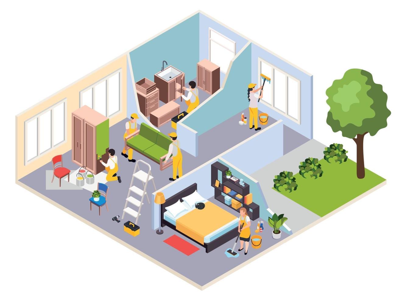 Apartment Repair Isometric Composition vector