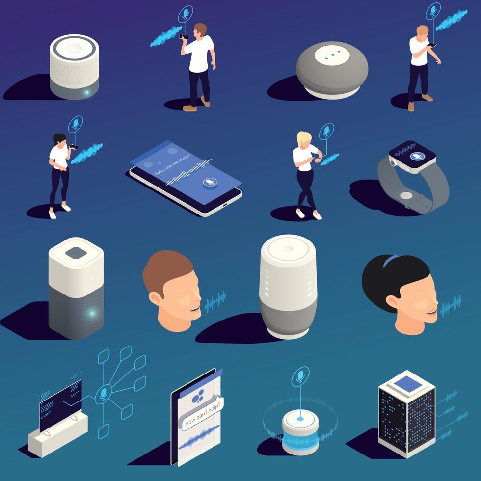 Voice Assistant Isometric Set vector