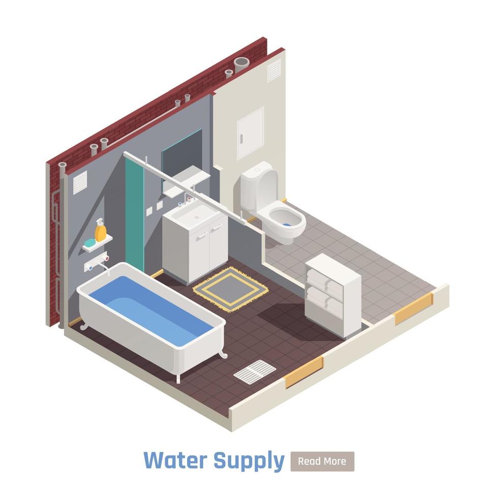 Water Supply Isometric Composition vector