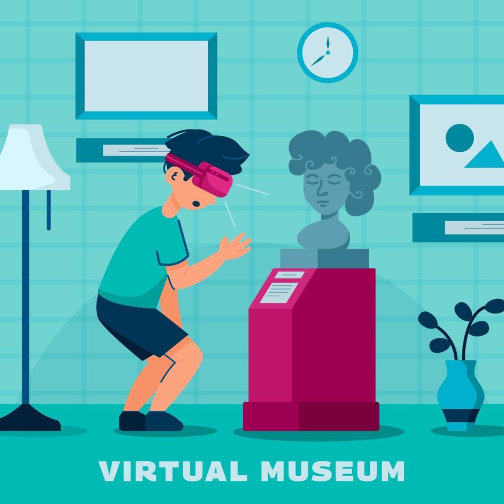 concepto de visitas al museo virtual vector