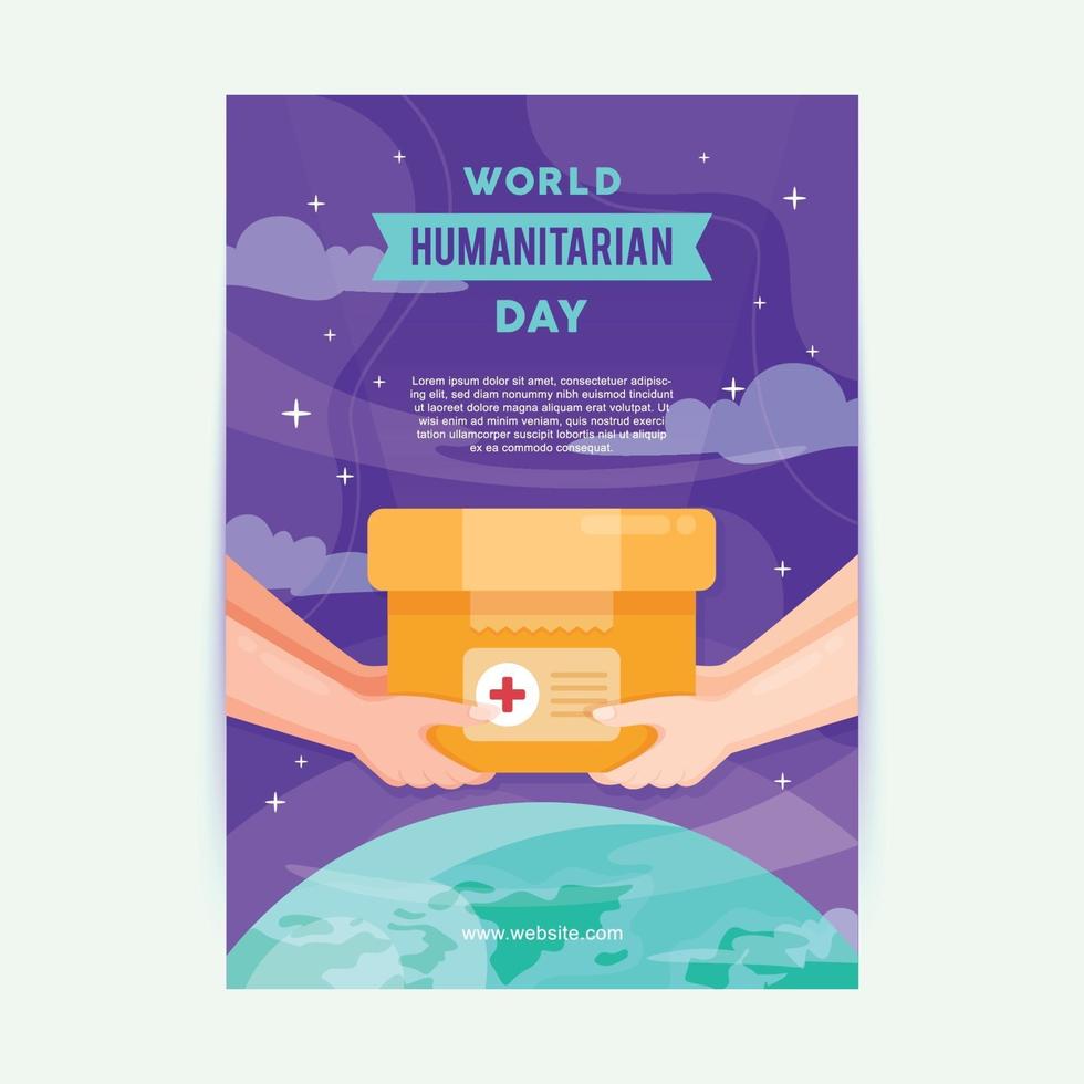 cartel plano del día mundial humanitario vector