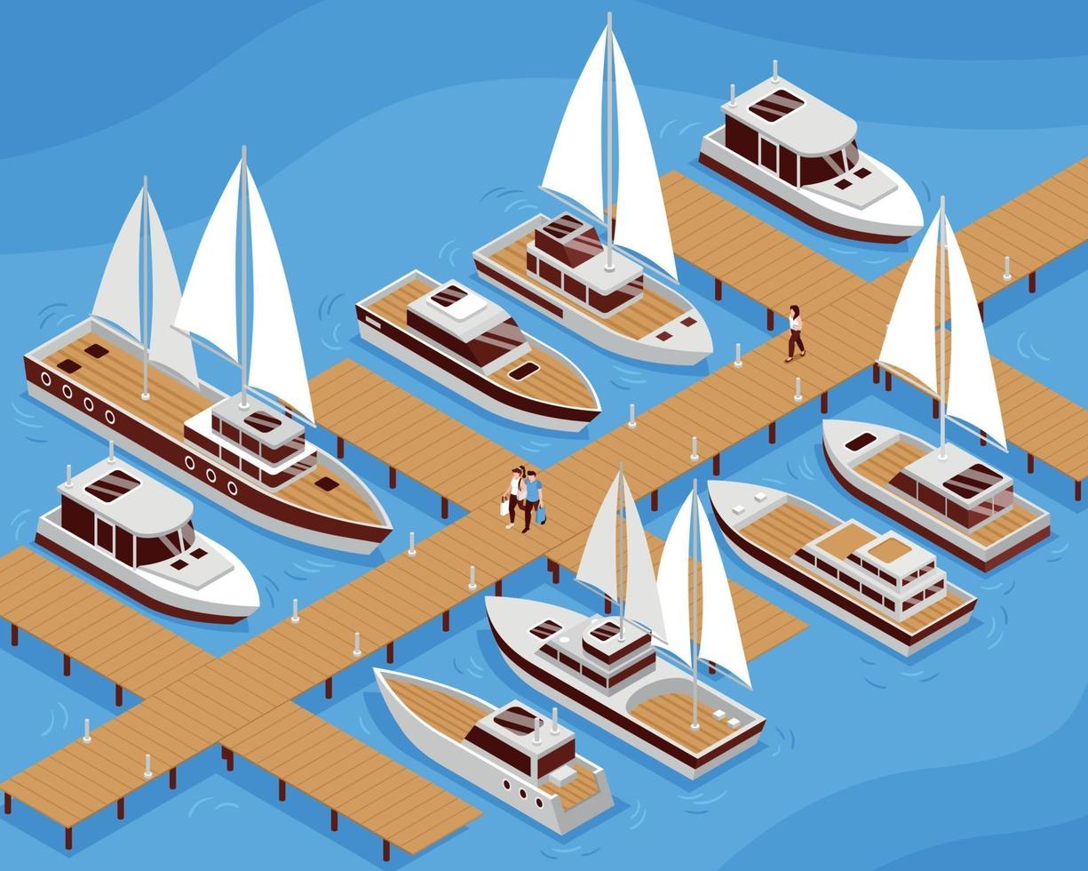 Yacht Isometric Illustration vector