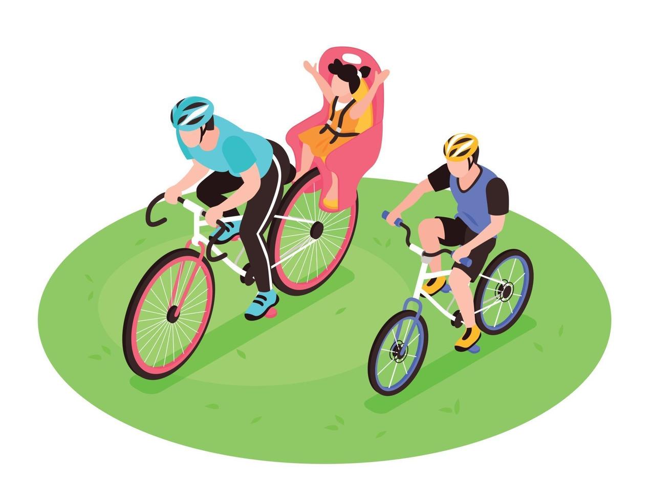 Family Bicycle Ride Composition vector