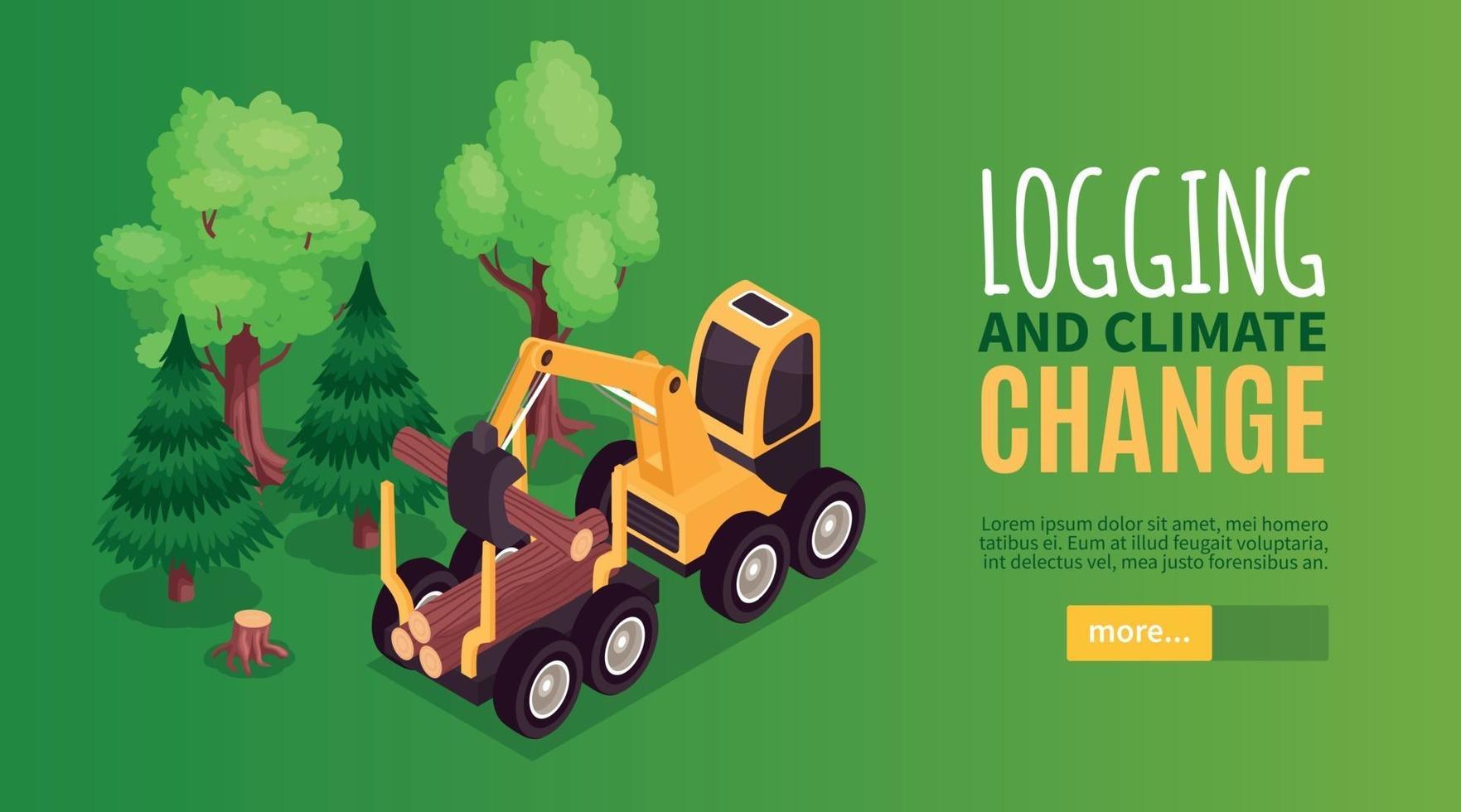 Isometric Logging Horizontal Banner vector