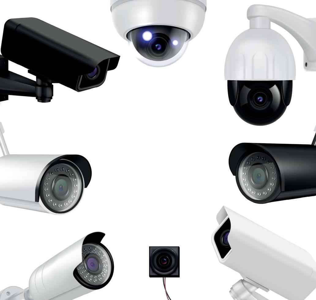 video vigilancia cámaras de seguridad composición realista vector