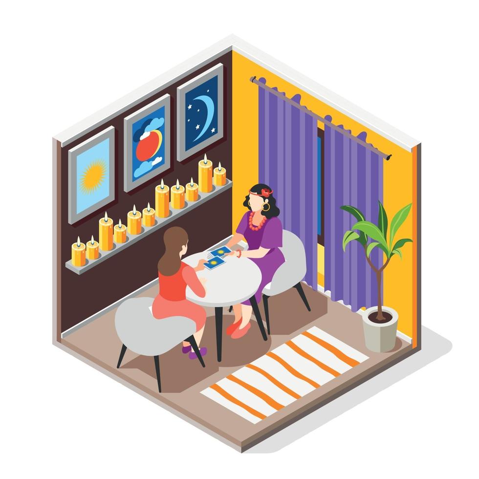 Visit Fortuneteller Isometric Composition vector