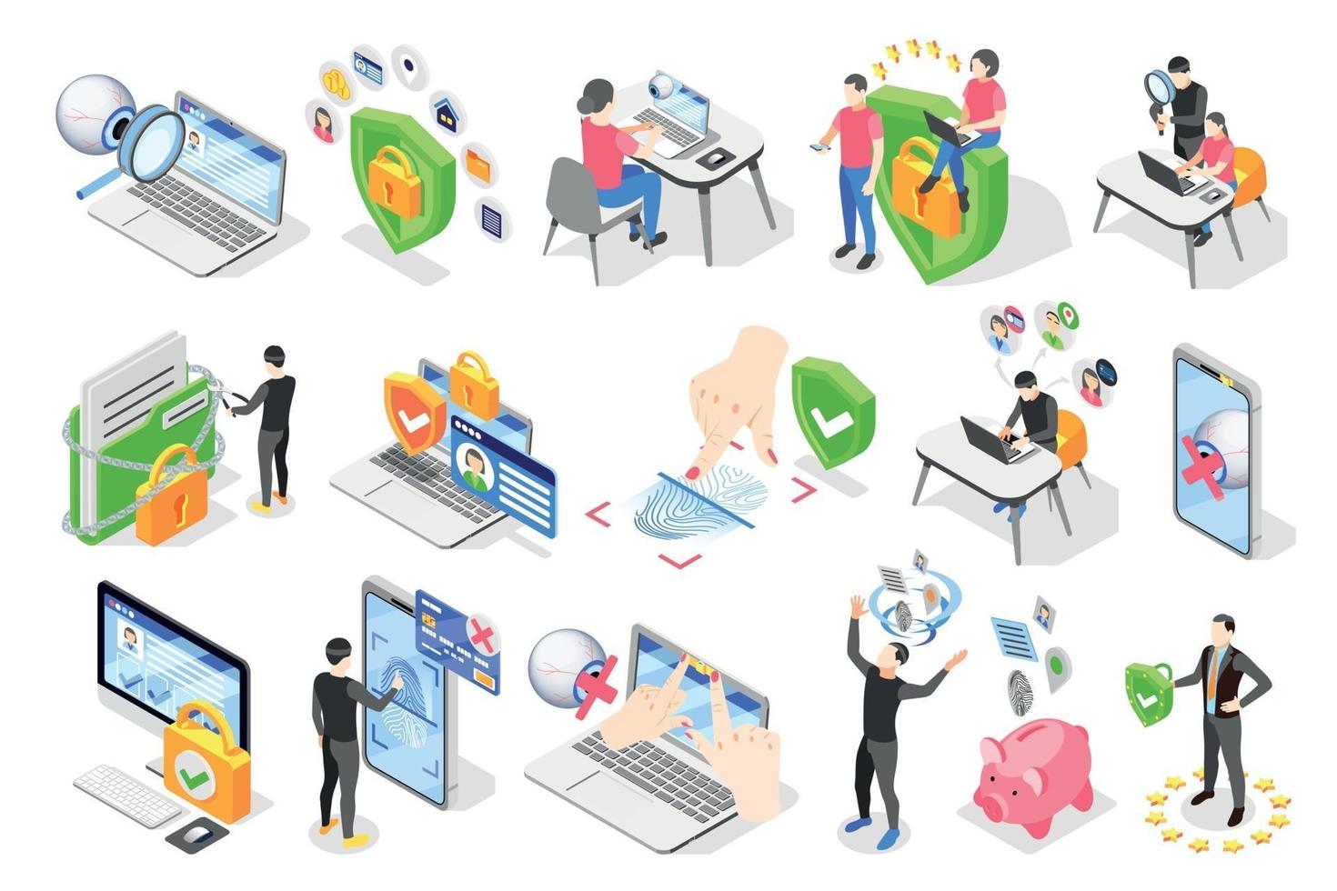 GDPR Protection Icon Set vector
