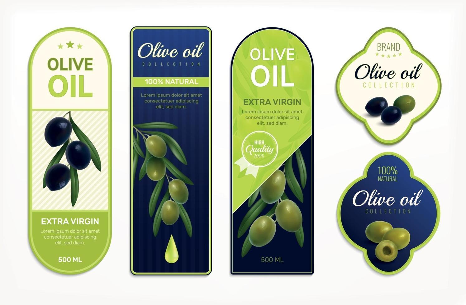 Olive Oil Labels Set vector