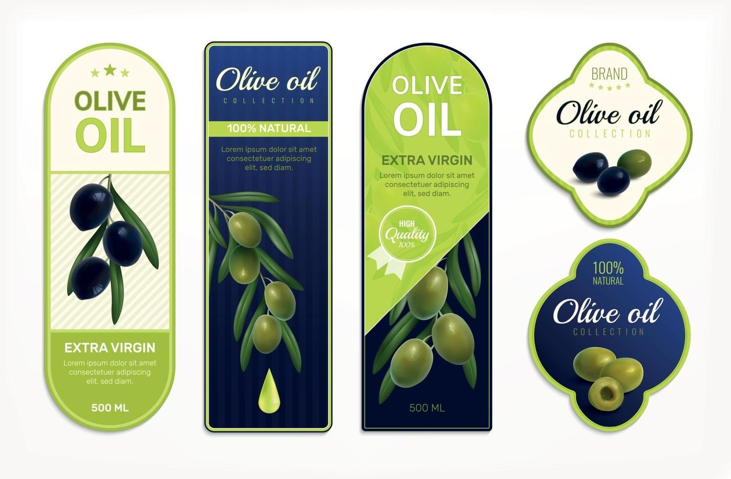 Olive Oil Labels Set vector