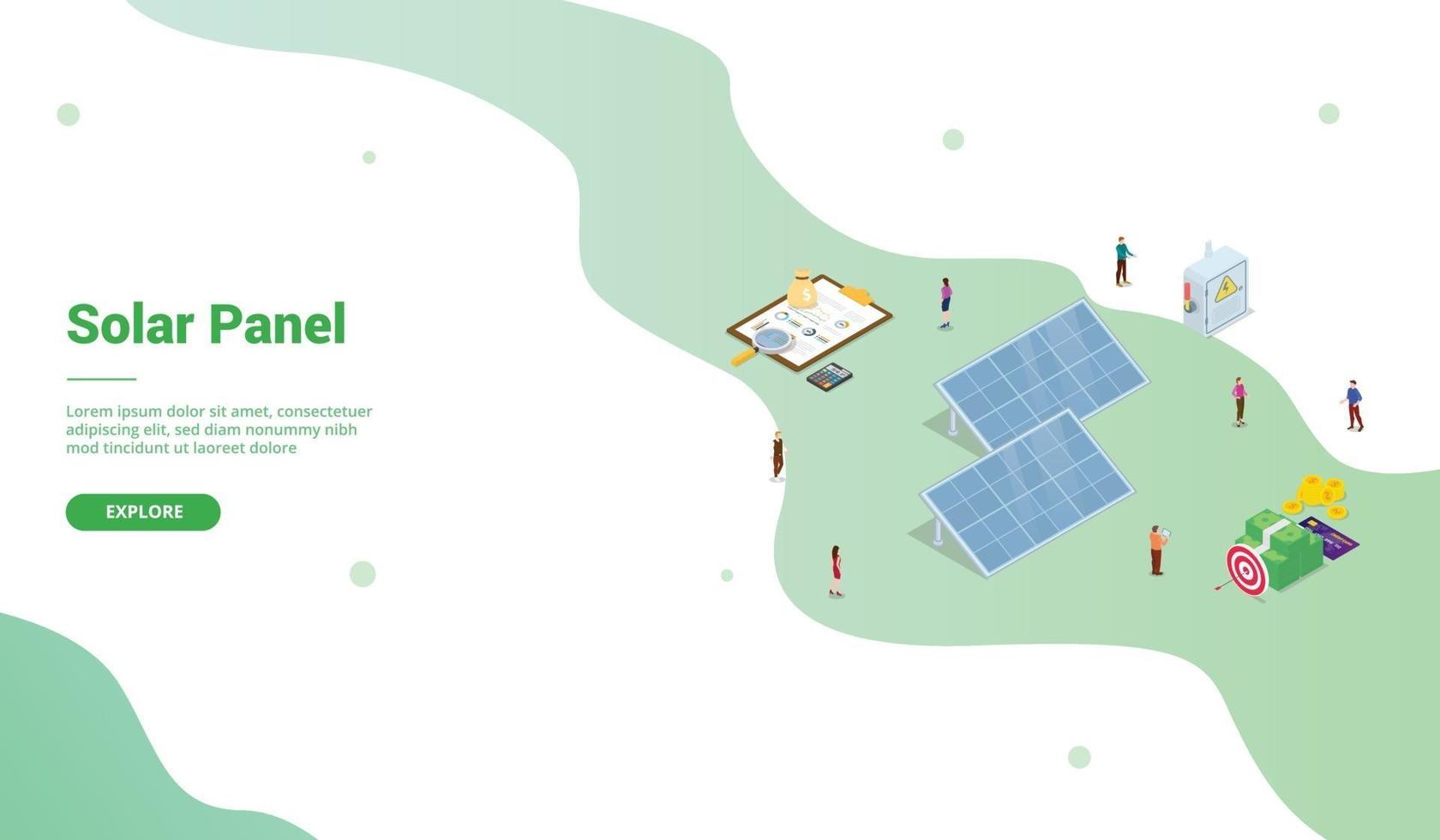 solar panel technology business for website template or landing vector