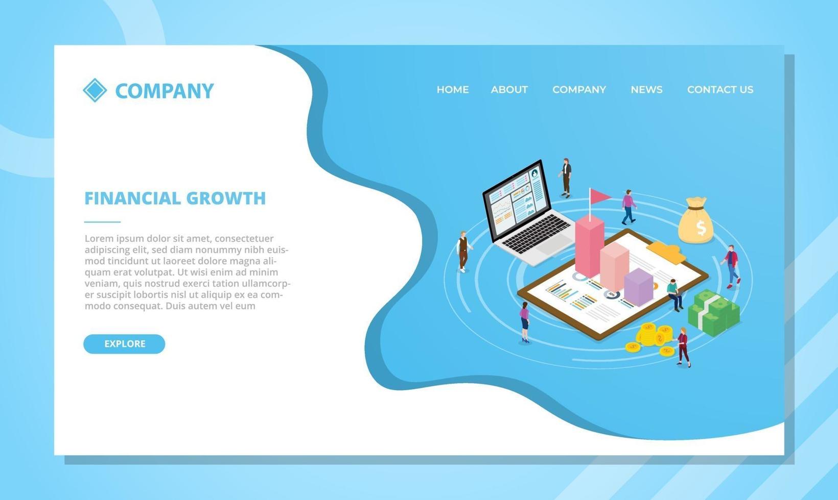 financial growth concept for website template or landing vector