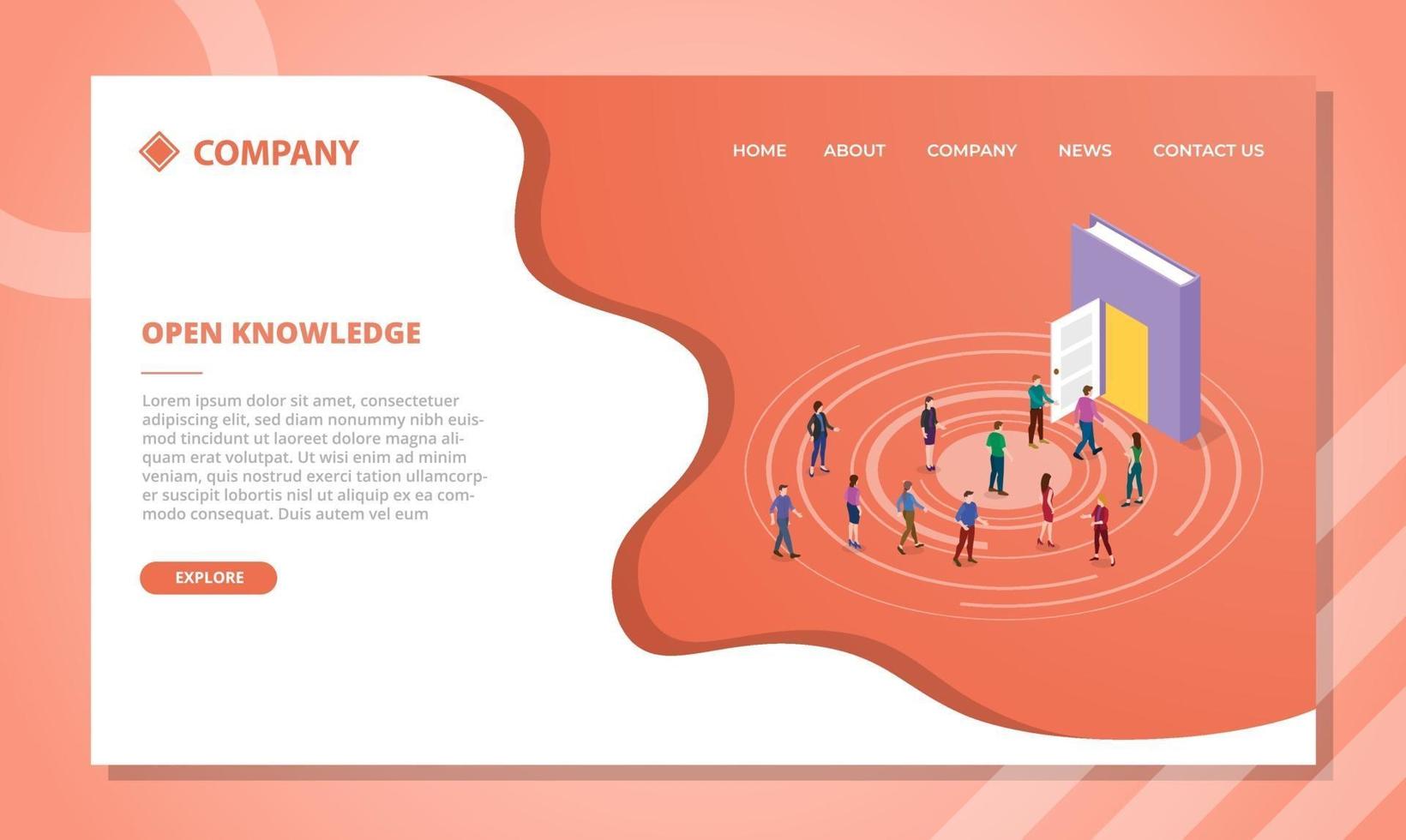 open knowledge concept for website template or landing vector