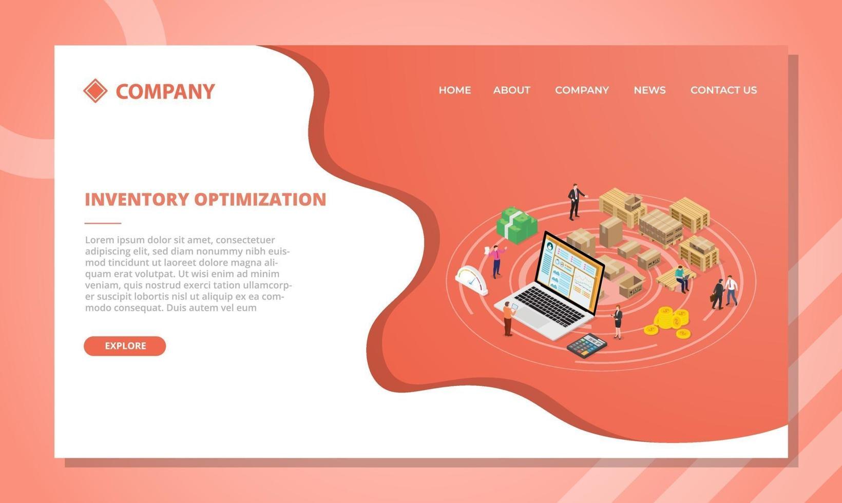 inventory optimization concept for website template or landing vector