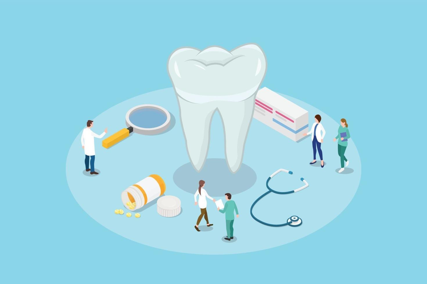 concepto de clínica dental con estilo isométrico plano moderno vector