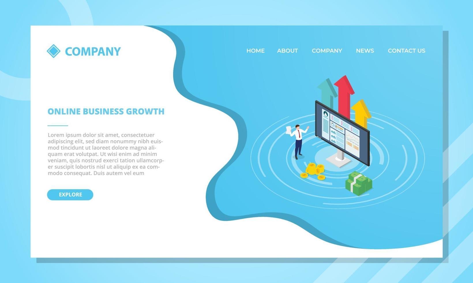 profitable online business concept for website template or landing vector