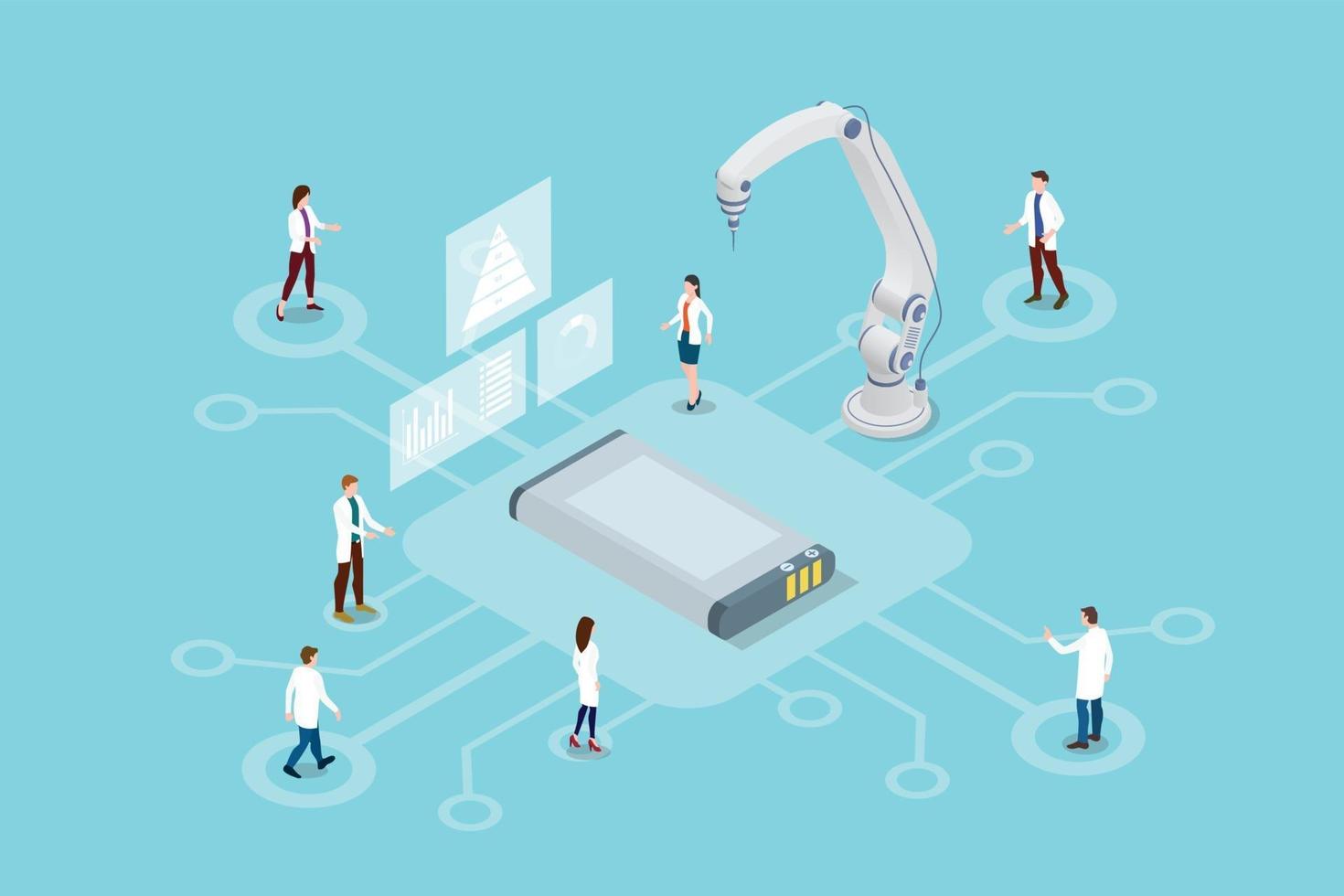 battery research technology concept with modern flat vector