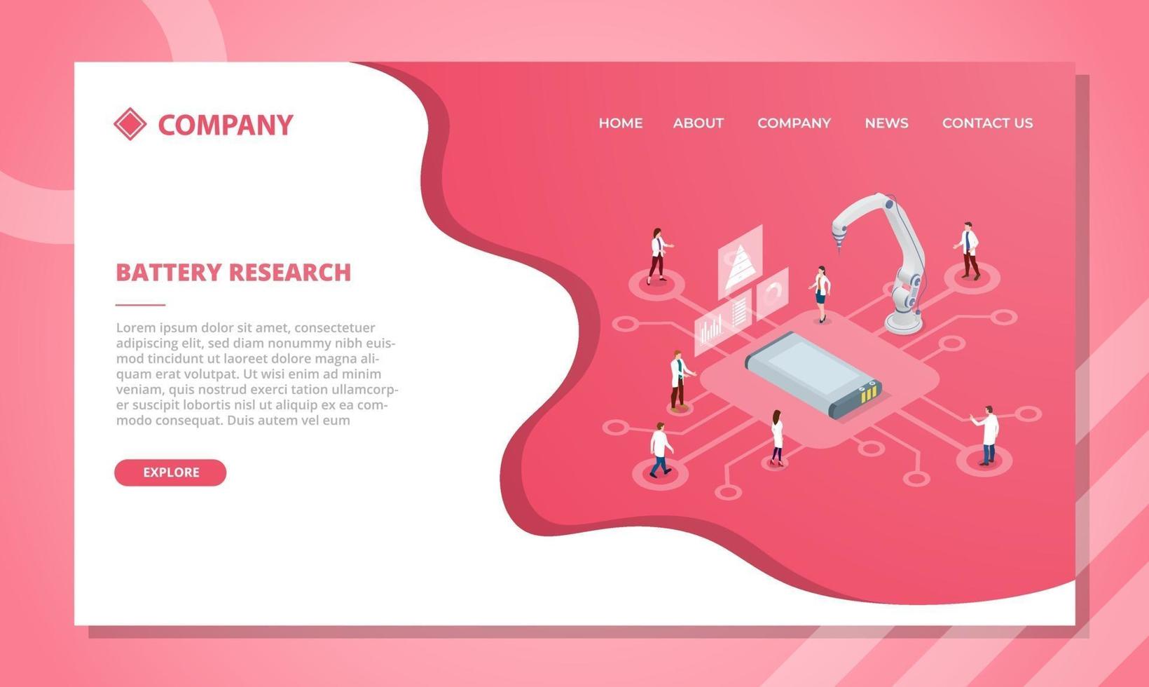 battery research technology concept for website template vector