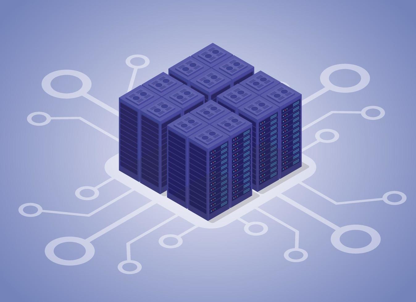 servidor de alojamiento de datos con estilo isométrico plano moderno vector