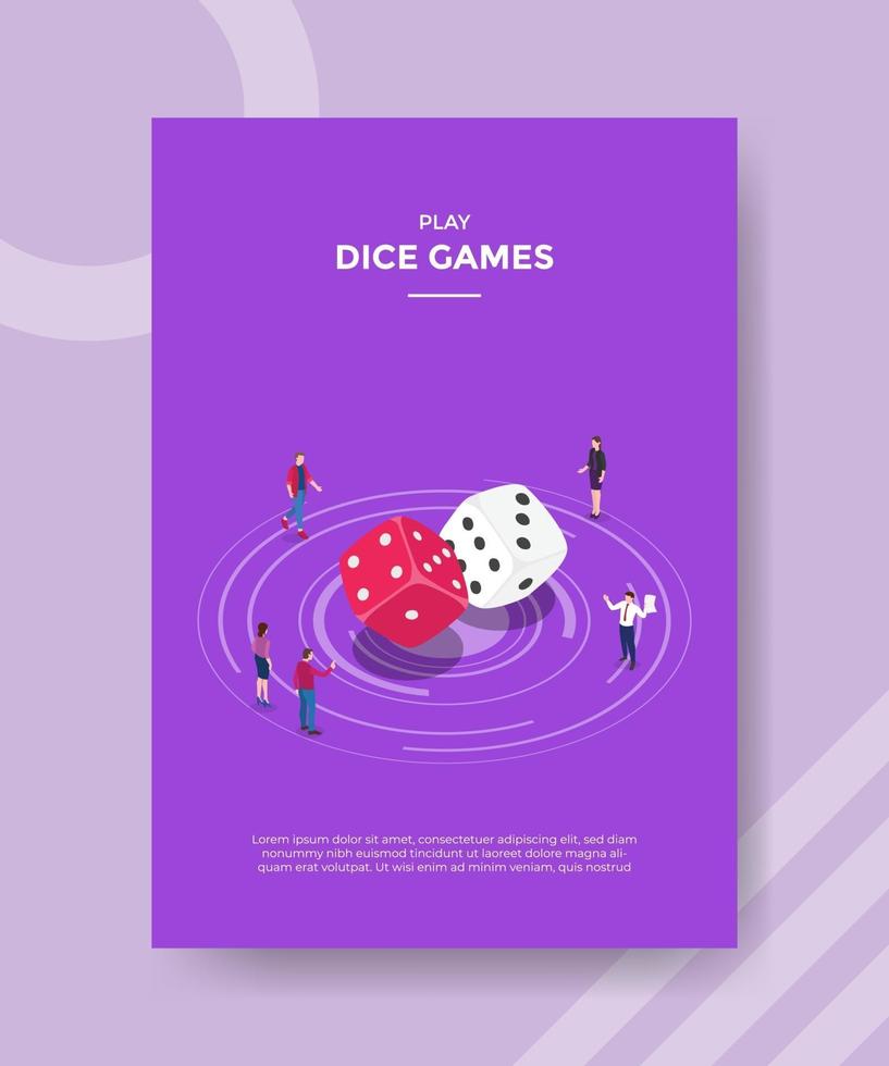 concepto de juego de dados para banner y flyer de plantilla vector