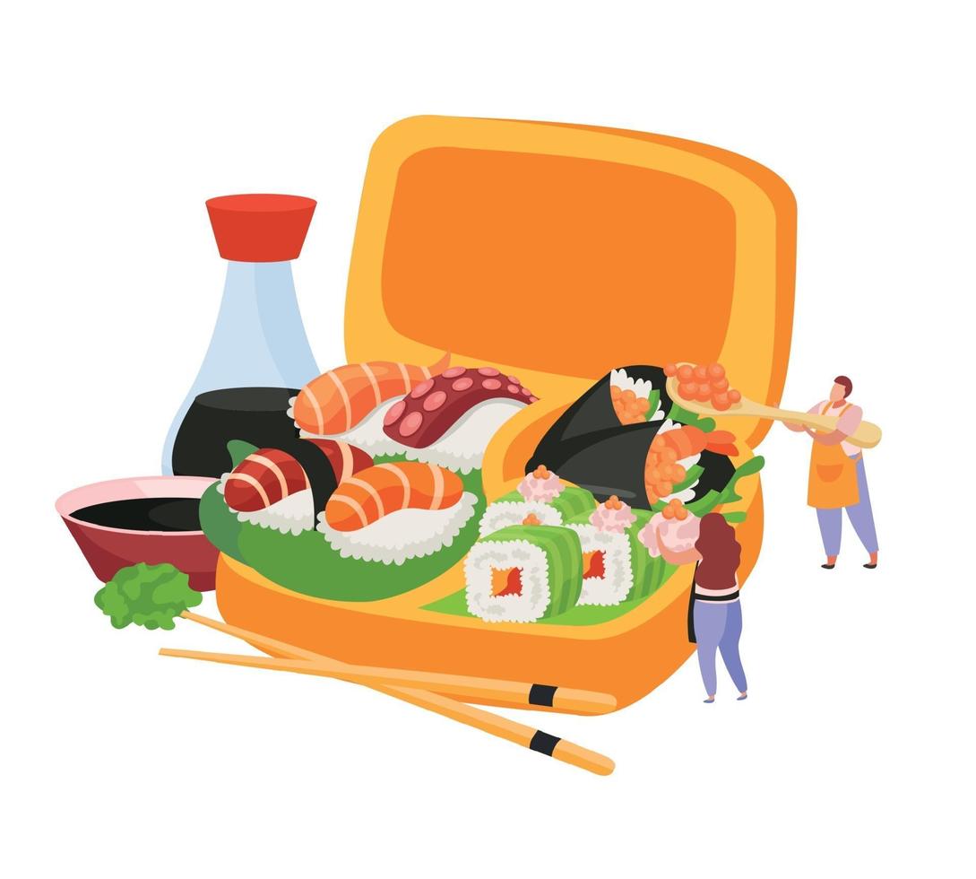 Sushi Flat Composition vector