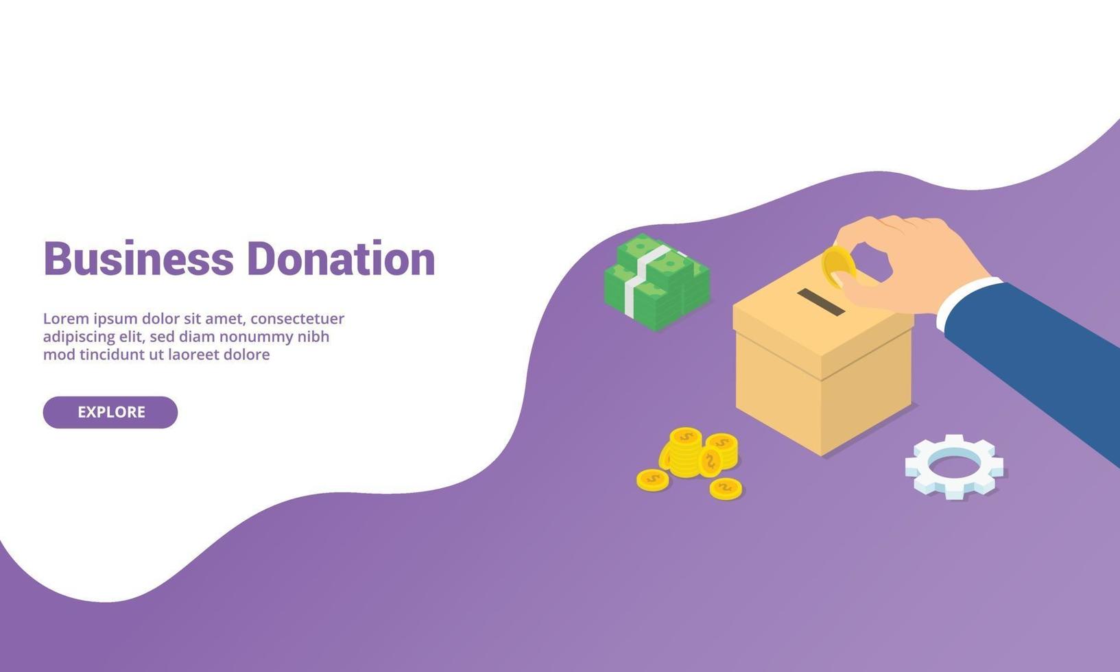 business donation money isometric for website template vector