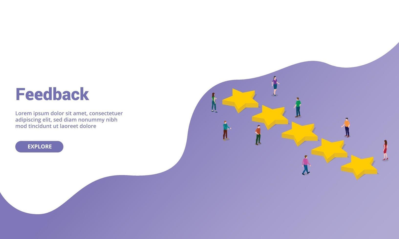 five stars customer feedback rating for website template vector