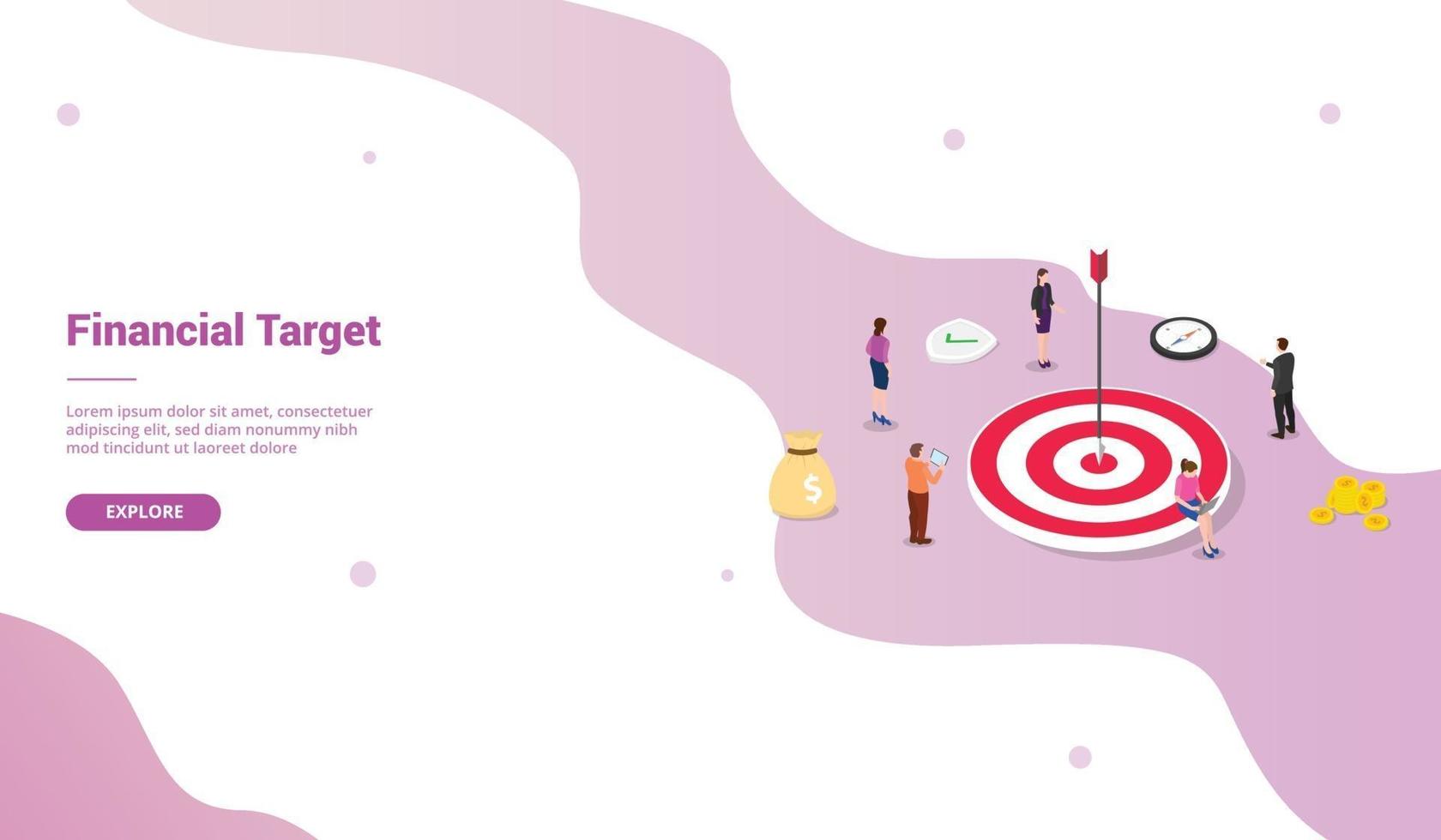 financial target goals for website template or landing vector