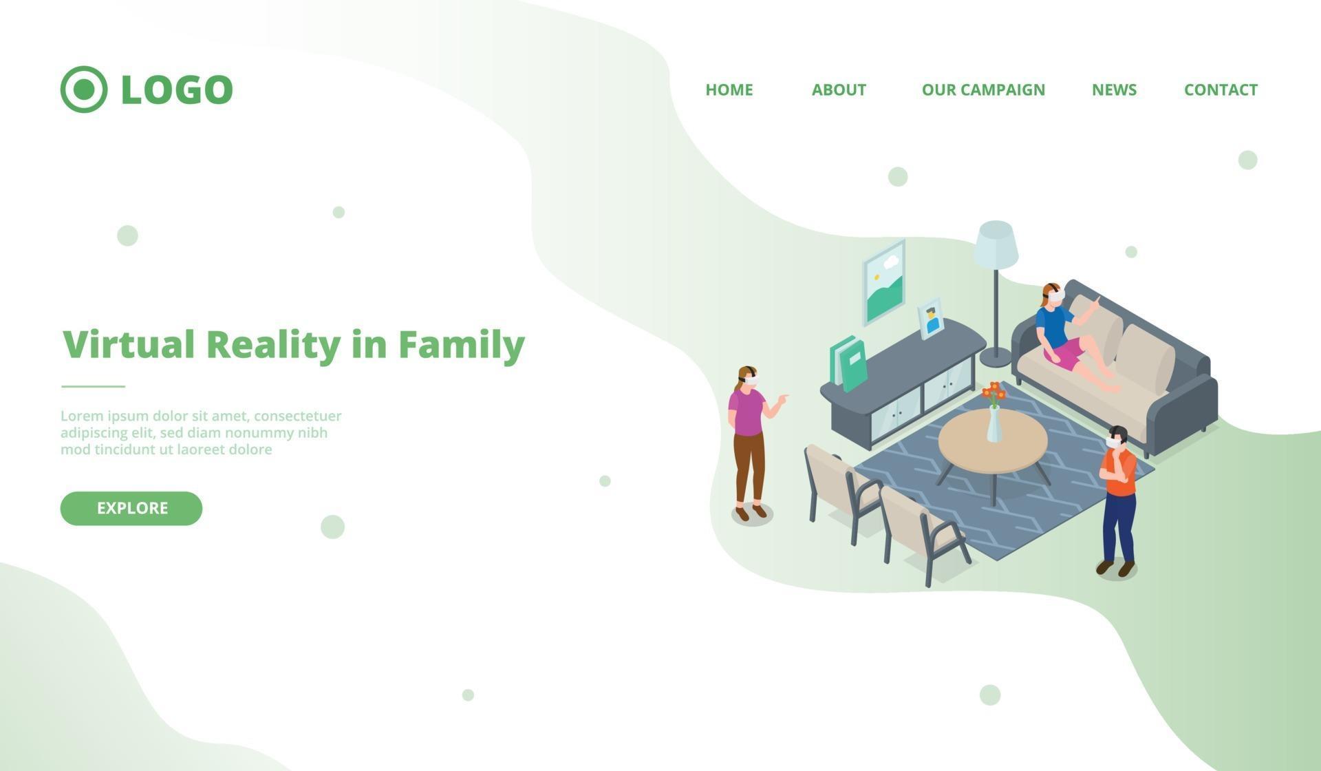 vr virtual reality family playing for website template ...