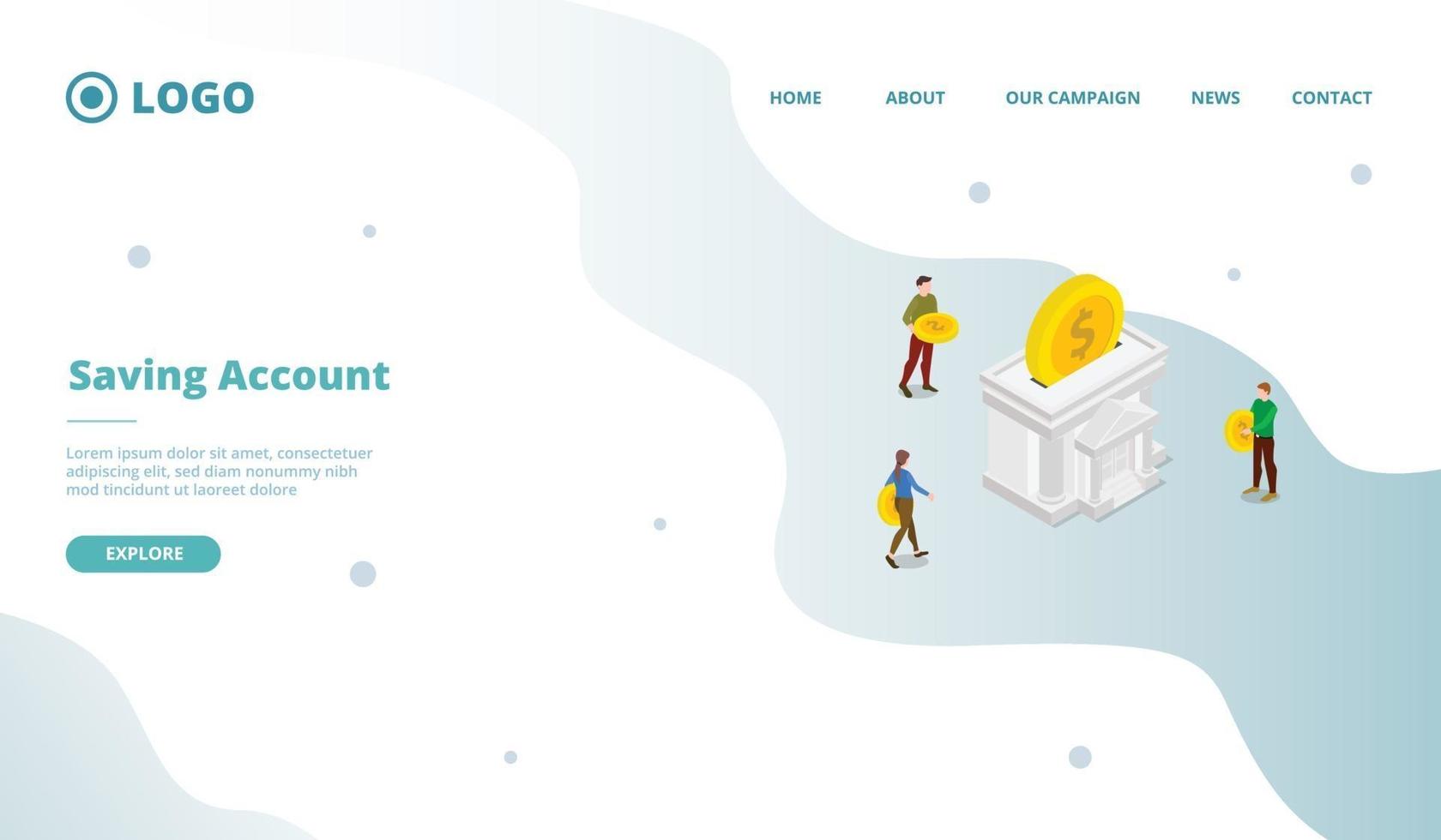 Saving account for campaign web website home homepage vector