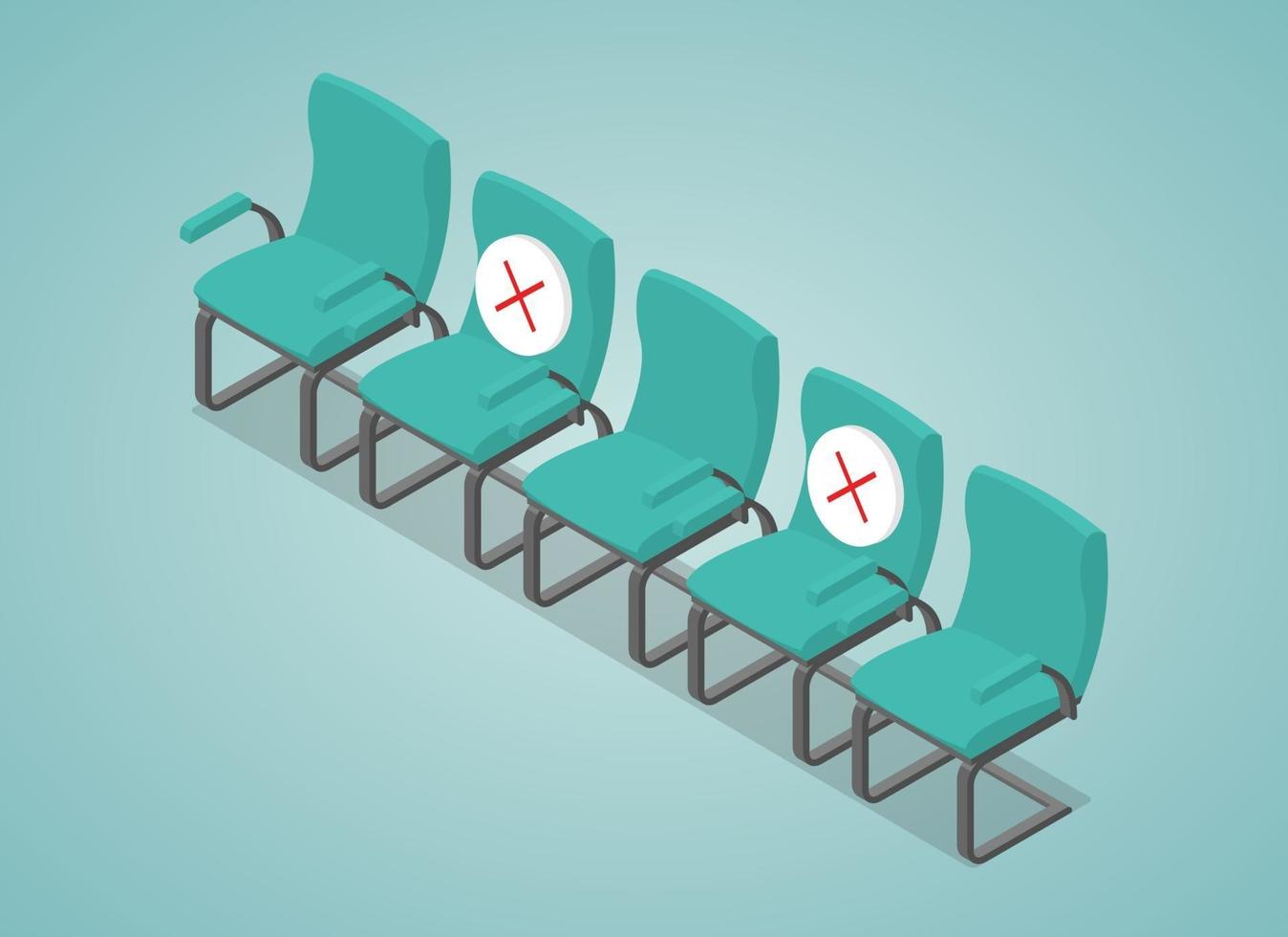 social distancing concept illustration with chair space vector
