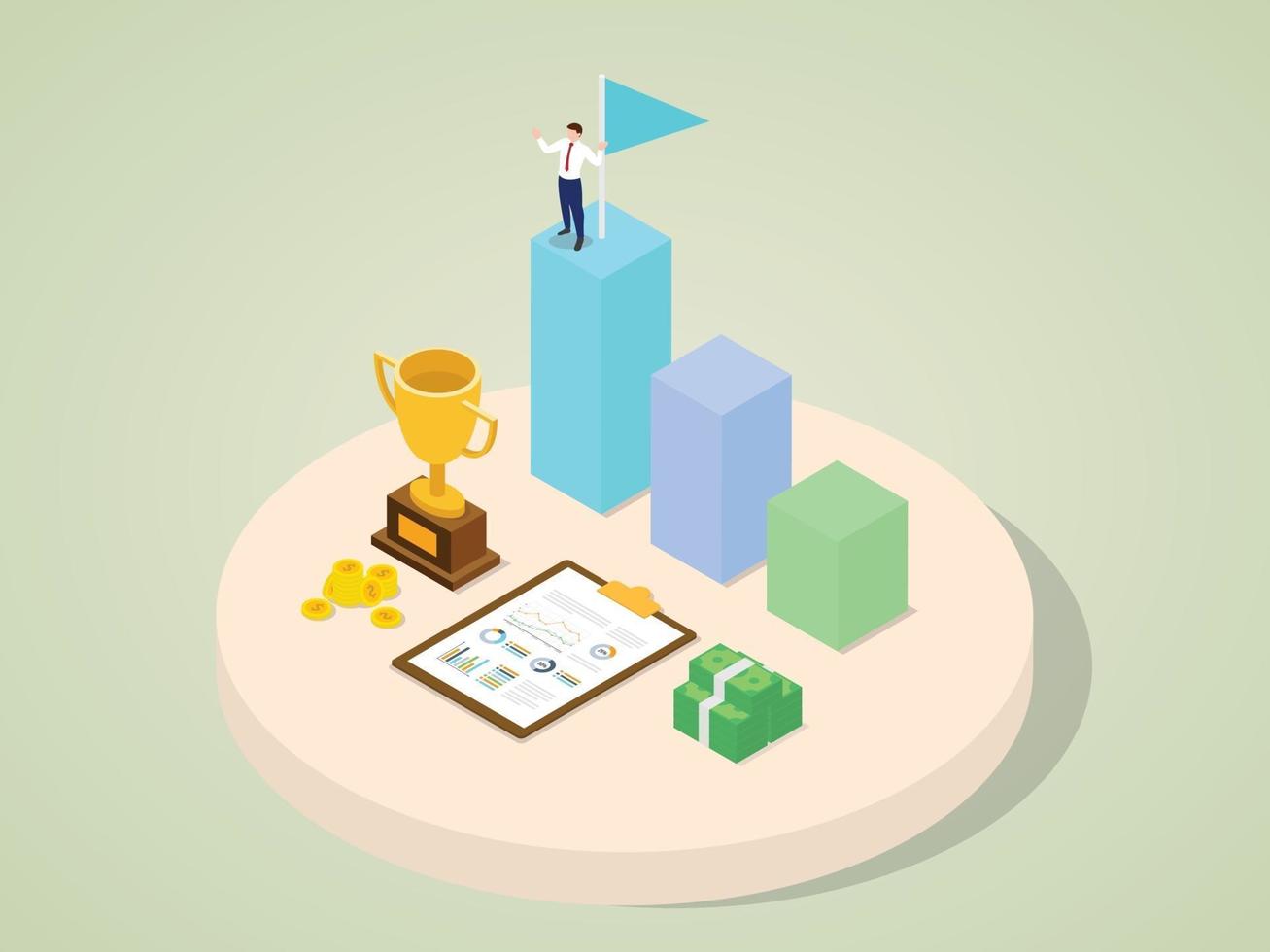 Character of successful employee career growth vector
